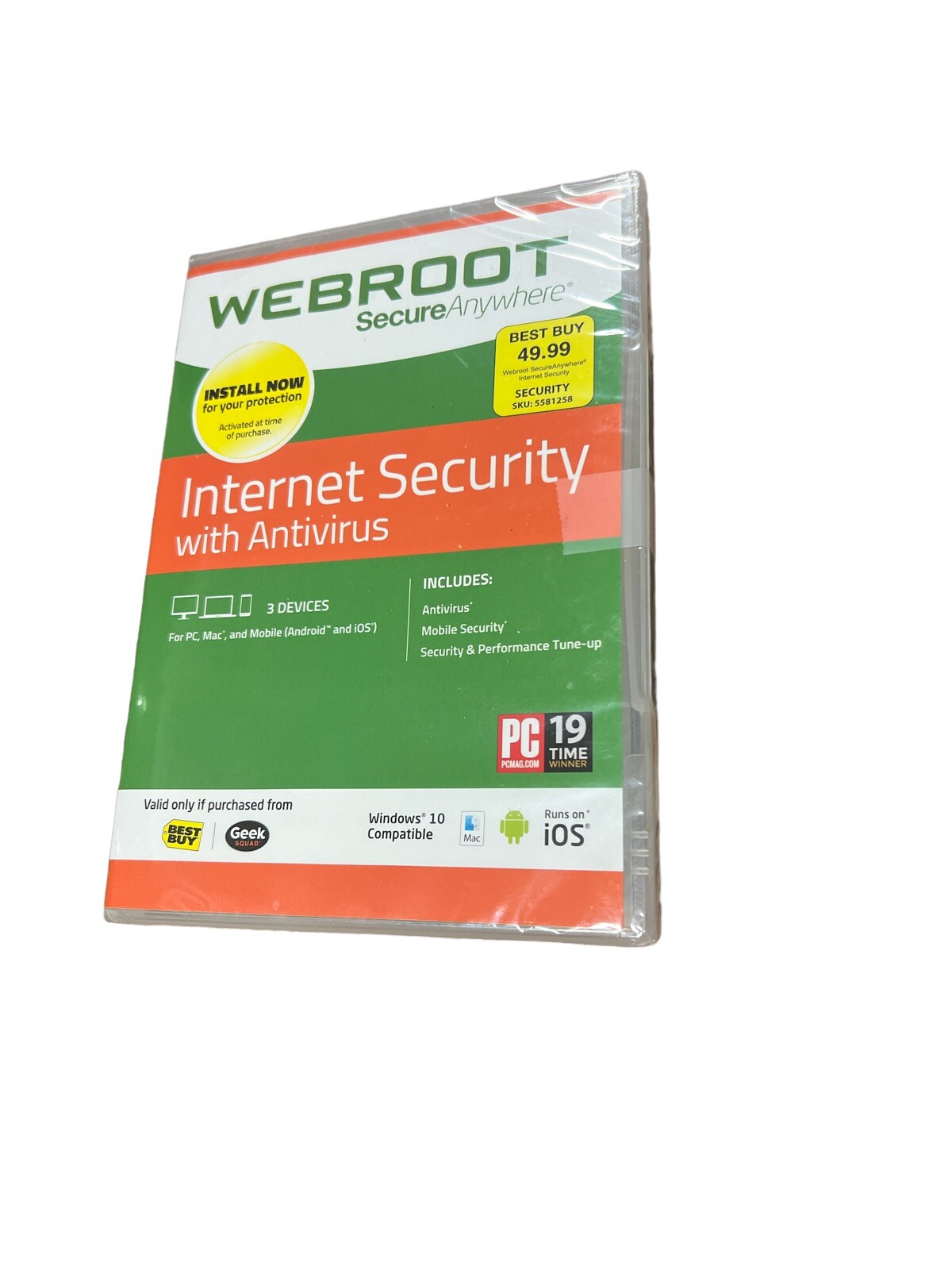 Webroot SecureAnywhere Internet Security with Antivirus,windows 10-3 Devices