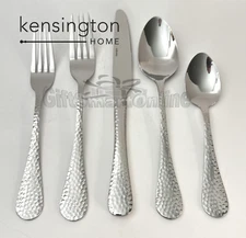 Kensington Home Euro Hammered 20pc 18/0 Stainless Steel Flatware Set for 4 GB