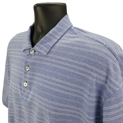 ORVIS Polo Shirt Men's XL Super Cool Stretch Short Sleeve Blue Stripe Wicking - Picture 3 of 6
