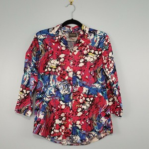 Additions-by-Chico-039-s-Women-039-s-Blouse-Top-Button-Down-Floral-Size-0-XS-Equivalent