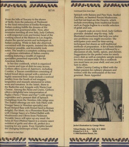 ITALIENISCHES LAND Kochbuch KOCHEN für die amerikanische Küche Judith Gethers 1./DJ - Bild 3 von 4