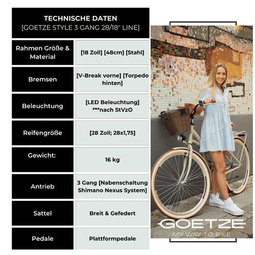 Goetze Style 28 Zoll 3-Gang CTB Tiefeinstieg Damen Fahrrad mit Rücktritt & Korb! - Bild 56 von 72