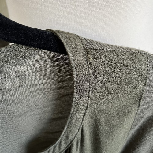 Lucky Brand Top Women’s Size S Olive Green Woven Mix Henley Curved Hem Slub - Picture 5 of 7
