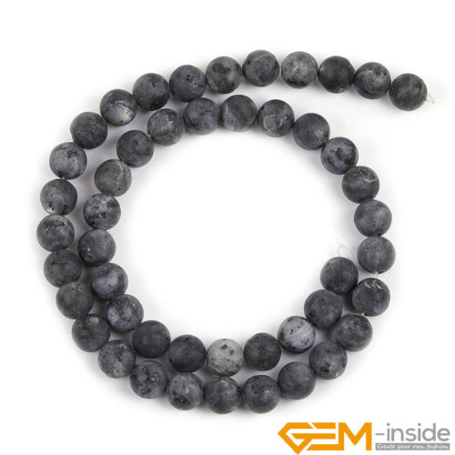 Black Larvikite Jasper Natural Gemstone Frosted Matte Round Loose Beads 15" AU - Foto 11 di 45