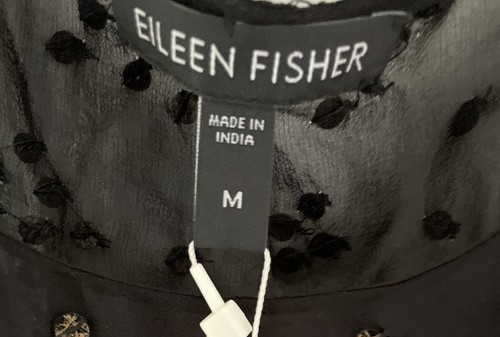 Eileen Fisher Black Sheer Silk Sequined Dress Medium NWT Read Description - Picture 4 of 7