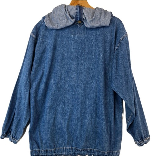 Woolrich Denim Anorak Jacket Women's Size Medium Hooded Pullover Pockets Outdoor - Picture 2 of 12