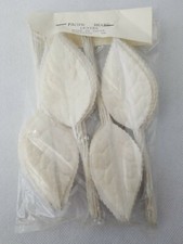 100 VINTAGE White Satin Embossed MILLINERY LEAVES Made in Japan