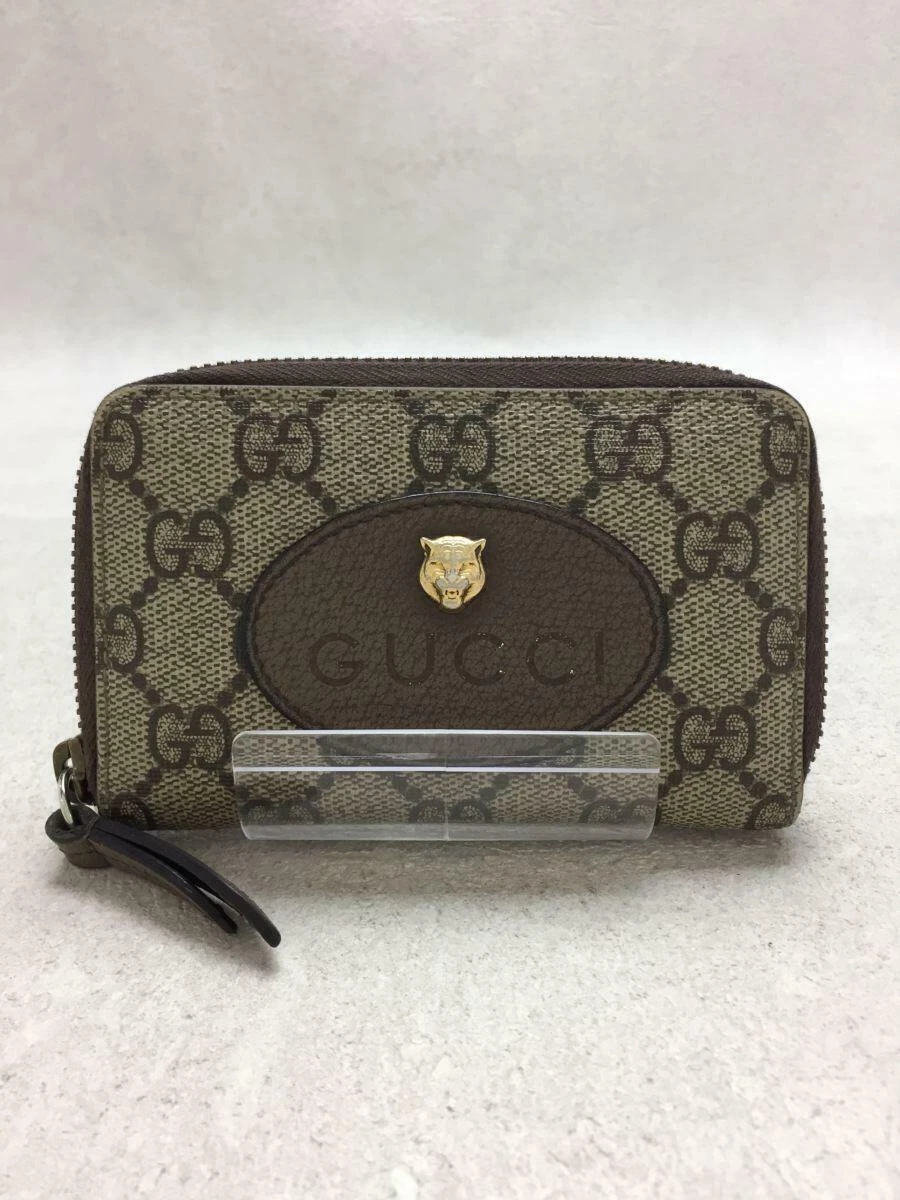 Auth Gucci Coin Case Old Wallet GG Supreme Brown PVC Itary