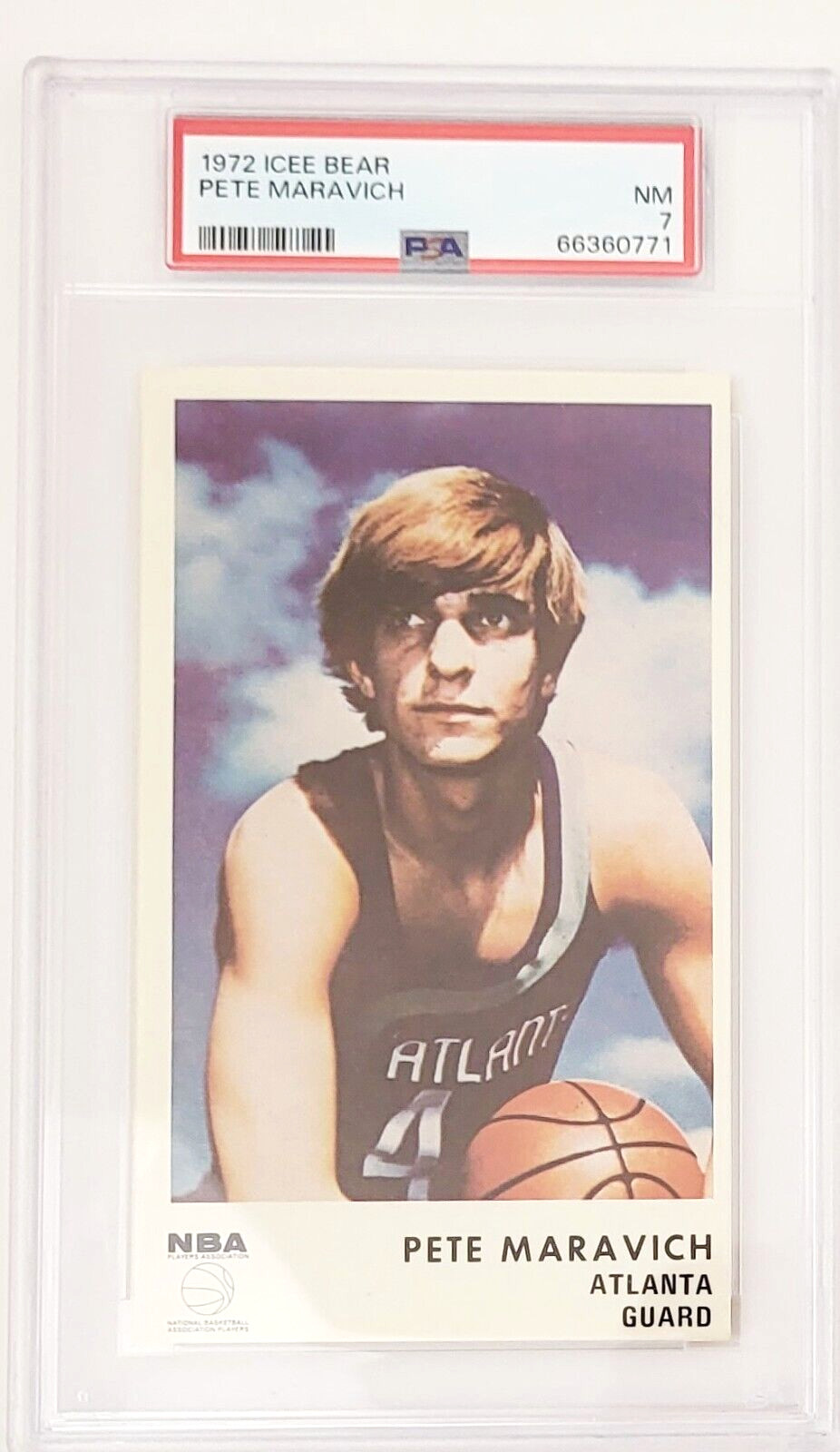 1972 ICEE BEAR Pete Maravich Atlanta Hawks HOF PSA 7