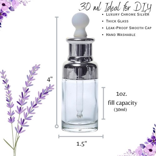 4-Piece Set Clear Glass Tincture Bottles with Glass Eye Droppers Essential Oils - Picture 13 of 31