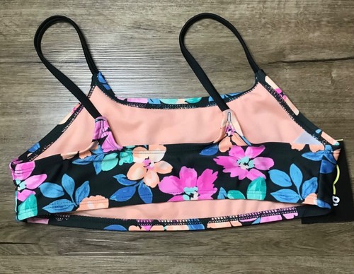 Girls' Floral Tropical Flower Print Bralette Swimsuit Top size L 10/12 art class - Picture 3 of 3