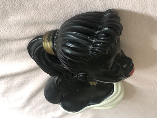 VINTAGE MID CENTURY / ART DECO ARNOVA 487 CHALKWARE LADY HEAD BUST WALL PLAQUE - Picture 6 of 7