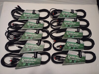 Lot of (10) Roxtone Samurai serieS 1/8'' stereo M to Dual RCA M 10'ft RAYC150L3