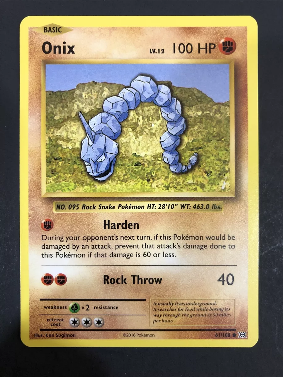 Onix 61/108 (NM, Pokemon Card, Evolutions, 2016, Fighting, Common)