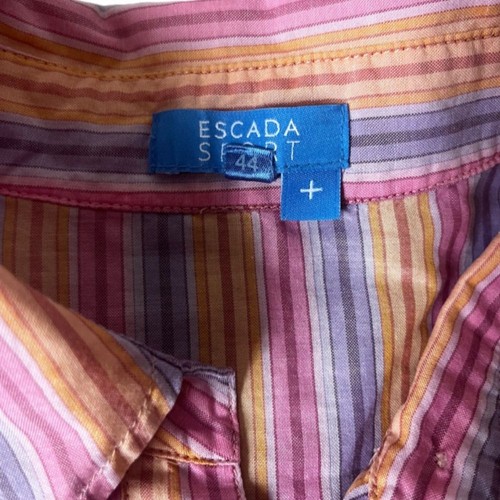 Escada sport Pink striped Cotton button up LARGE Preppy Career - Picture 7 of 7