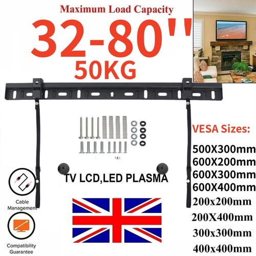TV WALL BRACKET MOUNT SLIM FOR 32 40 42 50 63 74 80 INCH FLAT 3D LCD LED PLASMA