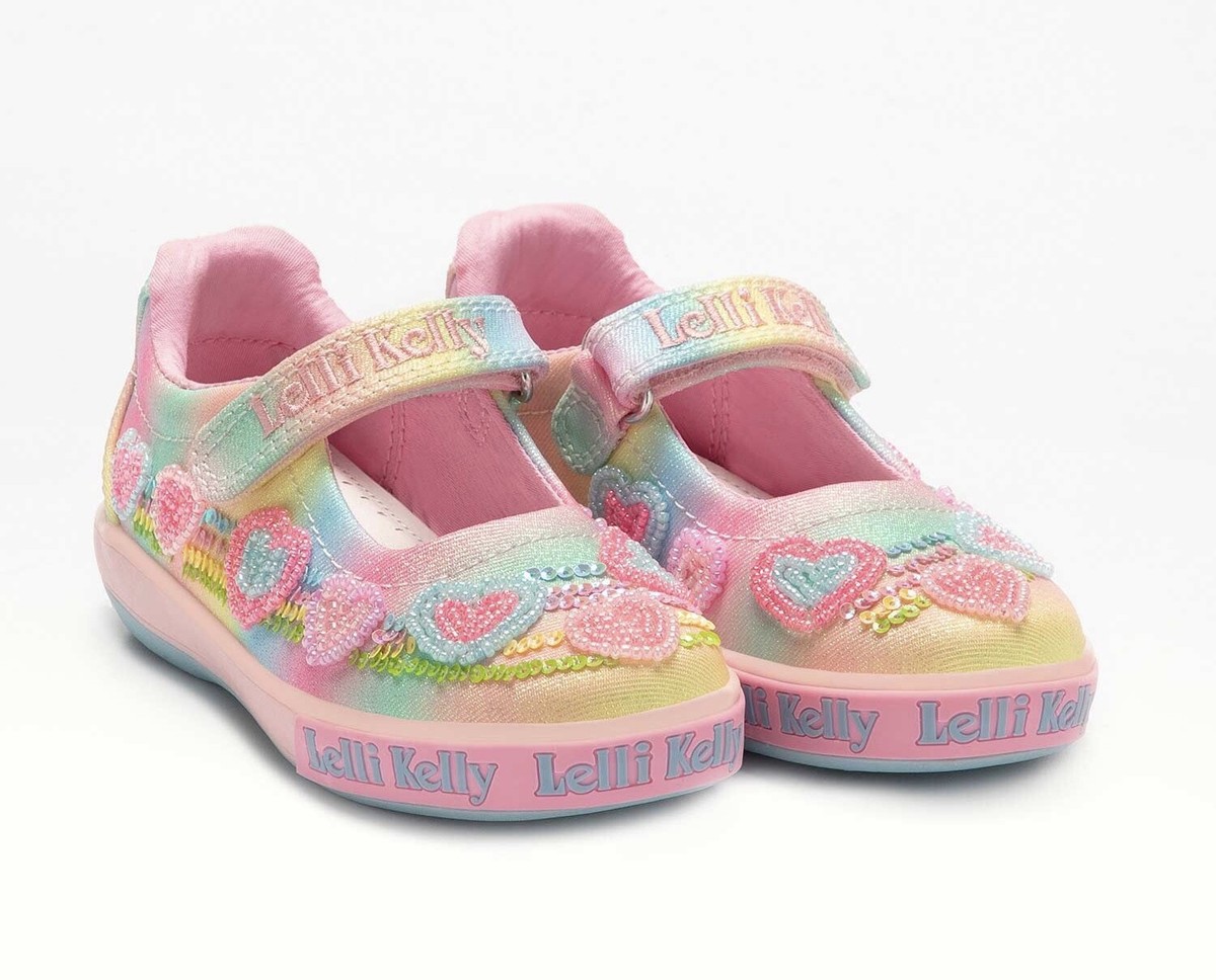 Lelli Kelly LK2041 Nadia Canvas Dolly Shoes with Heart Decorations