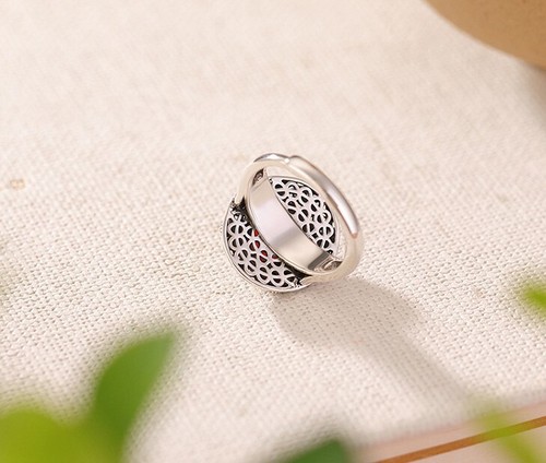 F02 Anello Scudo Con Margherite Blutbernstein Argento Sterling 925 Regolabile - Foto 5 di 6