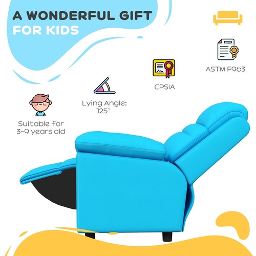NEW Qaba Kids Recliner Chair,Toddler Leather Sofa Lounge Chair w/ Armrest,Footr - Picture 2 of 8