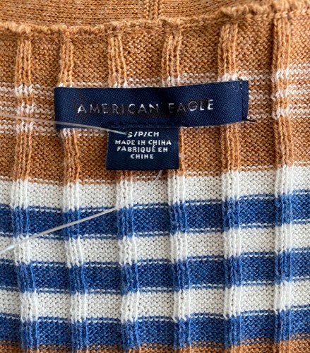 AMERICAN EAGLE OUTFITTERS RIBBED KNIT DRESS Striped STRETCH Buttons NWOT Women S - Picture 21 of 22