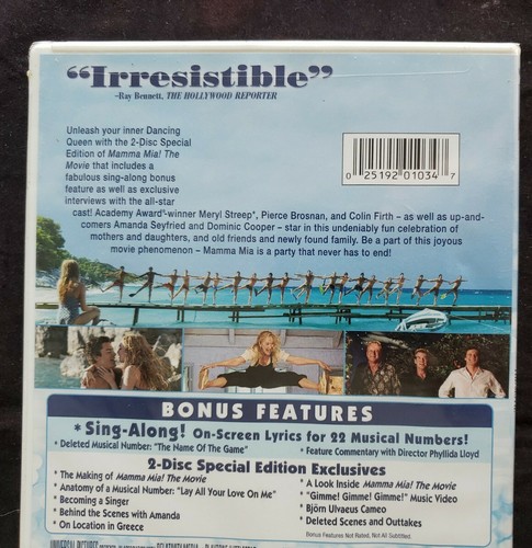 Mamma Mia (DVD, 2009, 2-Disc Set, Special Edition) Meryl Streep Brand New Sealed - Picture 4 of 6