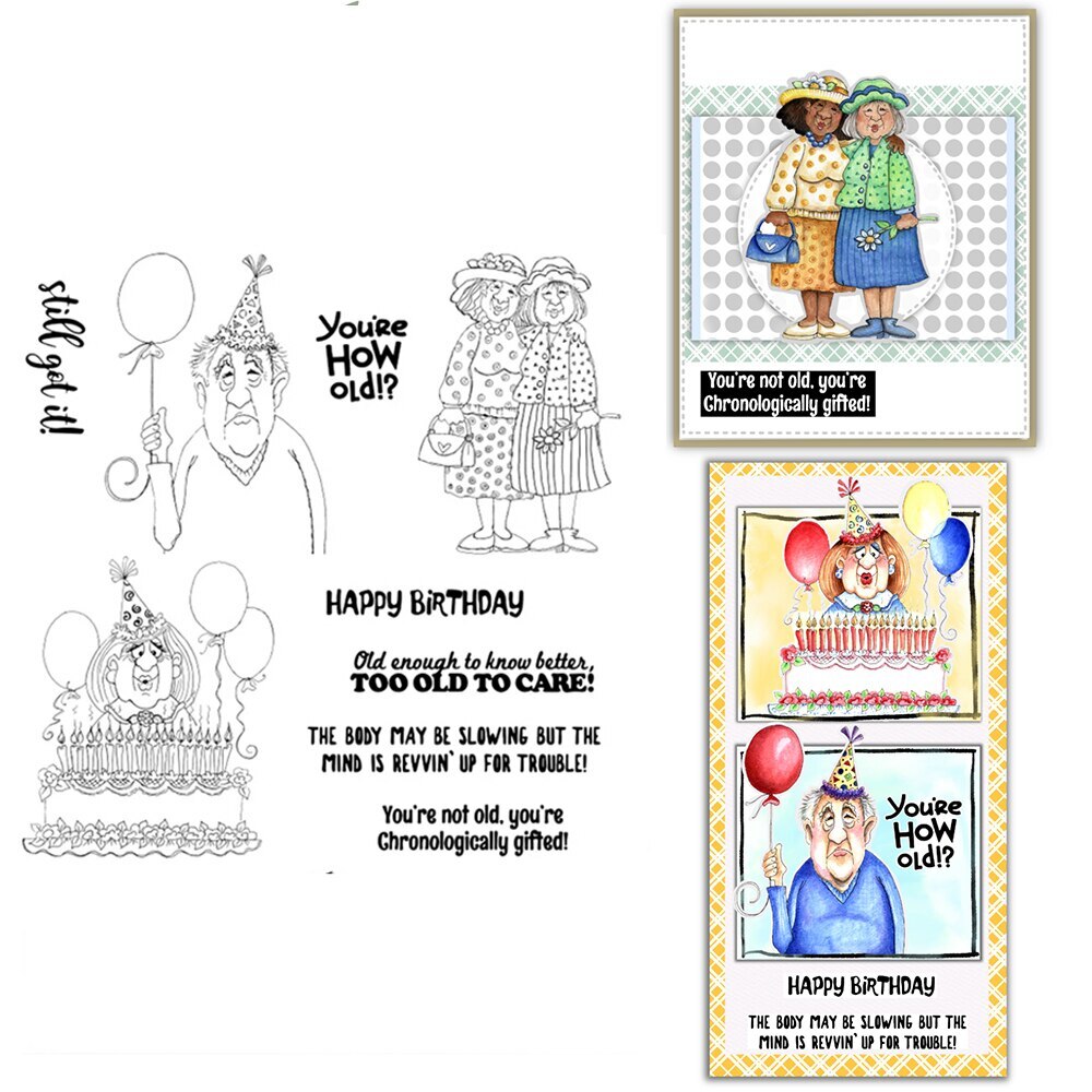 Elderly Birthday Too Old To Care Metal Cutting Dies Clear Stamps Card Craft