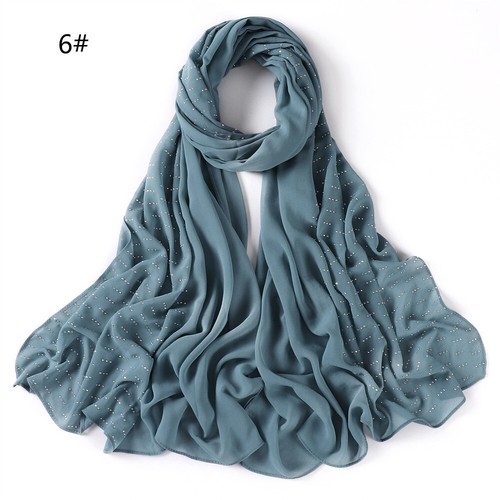 Women Chiffon Scarf Glitter Shawls Headscarf Hijabs with Rhinestones 23 Colors - Bild 18 von 35