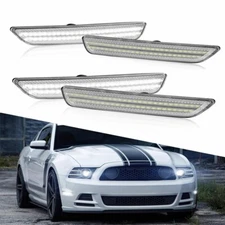 4PCS For 2010-2014 Ford Mustang Clear Front & Rear Side Marker Light Lamp White