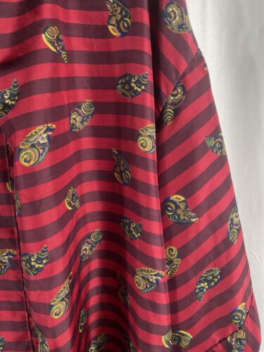 Perry Ellis Men's 100% Silk OS Robe Sleepwear Vintage Red Stripe Abstract Print - Picture 7 of 9