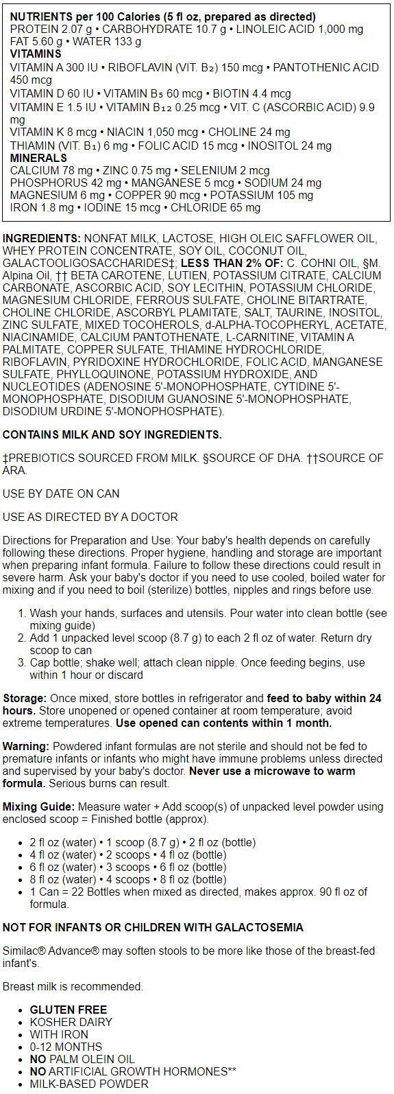 Similac Advance Infant Formula with Iron 12.4 oz Pwdr - Picture 2 of 2