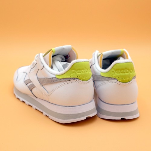 Zapatillas deportivas Reebok clásicas de cuero para mujer blancas/amarillas ácidas ☑️ talla 8,5 - Imagen 2 de 6