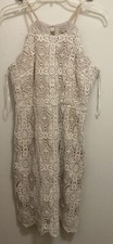 Cremieux Women’s Dress Midi Halter Cream Ivory Lace S Bust 34”  Bridal Wedding