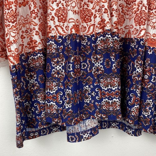 Vintage America size XL Women’s Red White Blue Floral Paisley V-neck Top NWT - Picture 3 of 9