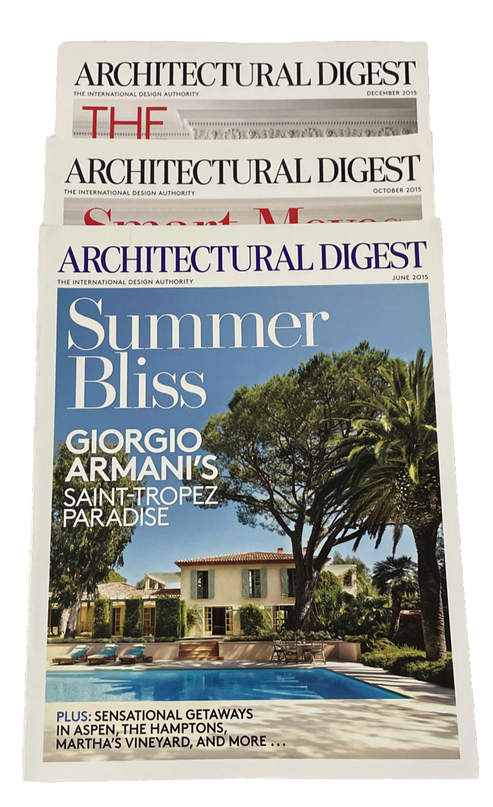 Architectural Digest Lot Of 3~June, October & December 2015 EUC-Armani, Berkus