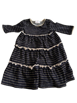 Hanna Andersson Black Gold Velour Tulle Tiered Swing Dress Size 90 3T | eBay