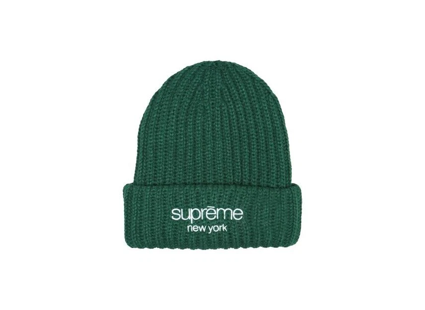Bonnet côtelé épais logo Supreme Classic vert