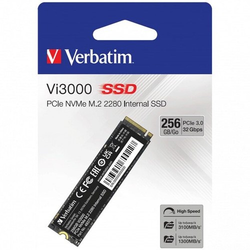Verbatim Vi3000 256GB Solid State Drive (SSD), PCIe Gen.3 NVMe, M.2, 3300 MB/s - Afbeelding 1 van 3