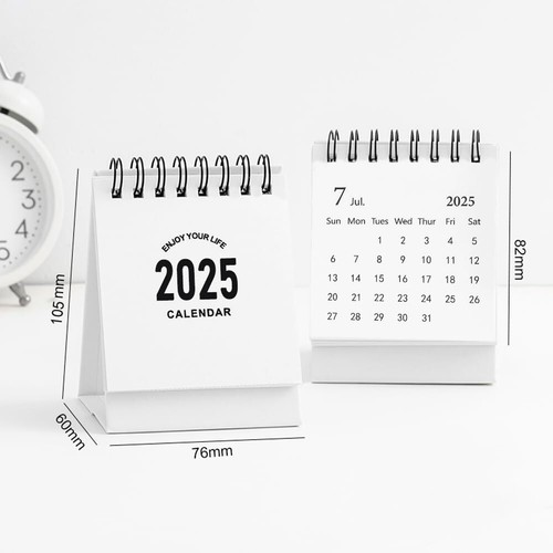 Mini Desk Calendar 2025 Small Desktop Calendar Twin-Wire Binding with Stickers - Picture 9 of 9