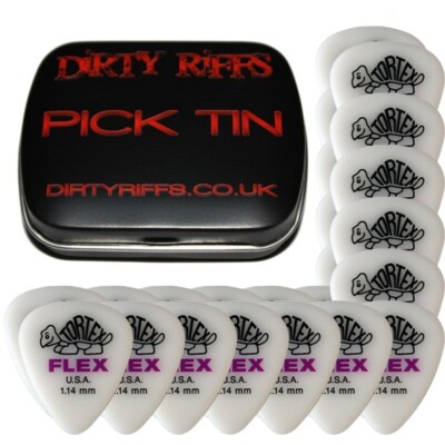 24 x Dunlop Tortex Flex Standard 1,14 mm Gitarren-Plektren Gitarrenplektren in einer Plektrum-Dose