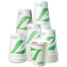 10oz Compostable Biodegradable Disposable White Paper Hot Cold Coffee Cups 250pc