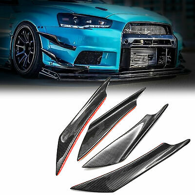 Bumper Lip Diffuser,6pcs Carbon Fiber Texture Car Bumper Fin Canard Splitter Diffuser Valence Spoiler Lip