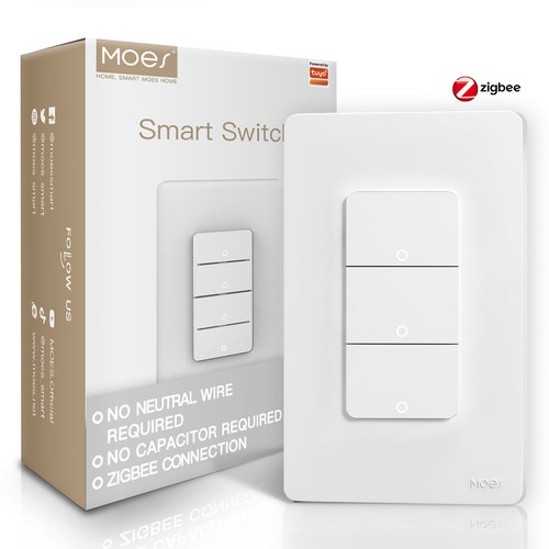 MOES Zigbee Smart Light Switch No Neutral/N+L Wire Push Button Alexa Google APP - Picture 15 of 16
