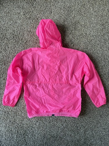Kids K-WAY Rain Jacket 12Y Hot Pink Youth Nylon Bright Windbreaker Neon - Picture 2 of 6
