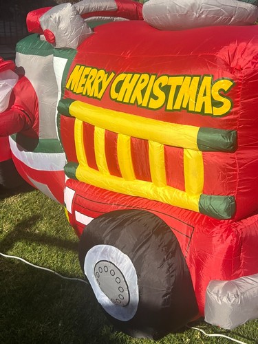 Christmas Santa Fireman FIRE TRUCK YARD DECOR~Animated Airblown Inflatable 6x7.5 - Picture 7 of 17