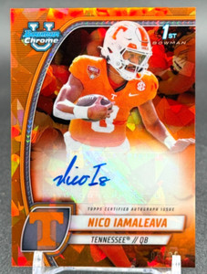 2024 Bowman University Chrome Nico Iamaleava Orange Sapphire Refractor Auto /25
