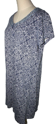 Go Softly Patio Dress Large Short Sleeve Zip Lounge Kaftan House Dress MuuMuu - Picture 2 of 10