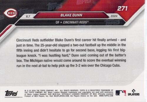 2024 Topps Now 271 Blake Dunn 1ª Carrera MLB HR (CU) 39/49 - ¡Envío Gratis! - Imagen 2 de 2