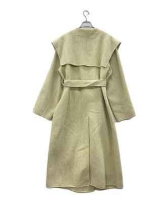 ルシェルブルーbig collar belted maxi coat