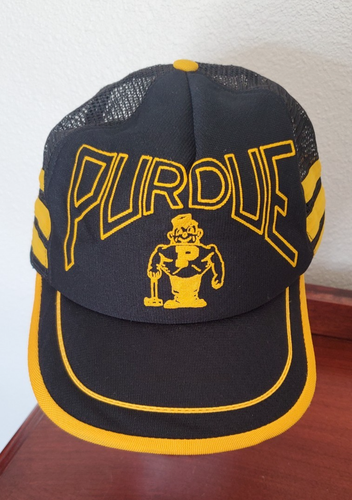 PURDUE BOILERMAKERS Baseball Cap 1984 Trucker YELLOW Mesh Snapback Hat Vtg NEW - Picture 8 of 8