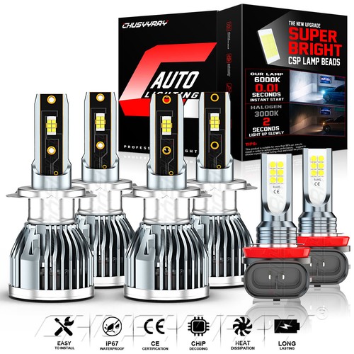 AUIMSOCO 6x 6000K LED Headlight & Fog Light Bulb Kit For Mercedes E350 E320 E550